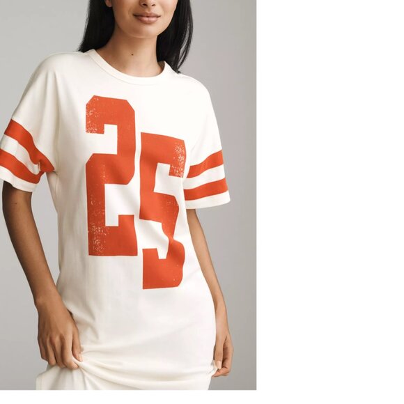 Anthropologie Daily Practice Graphic T-Shirt Midi Dress SIZE S ivory new - Picture 5 of 5